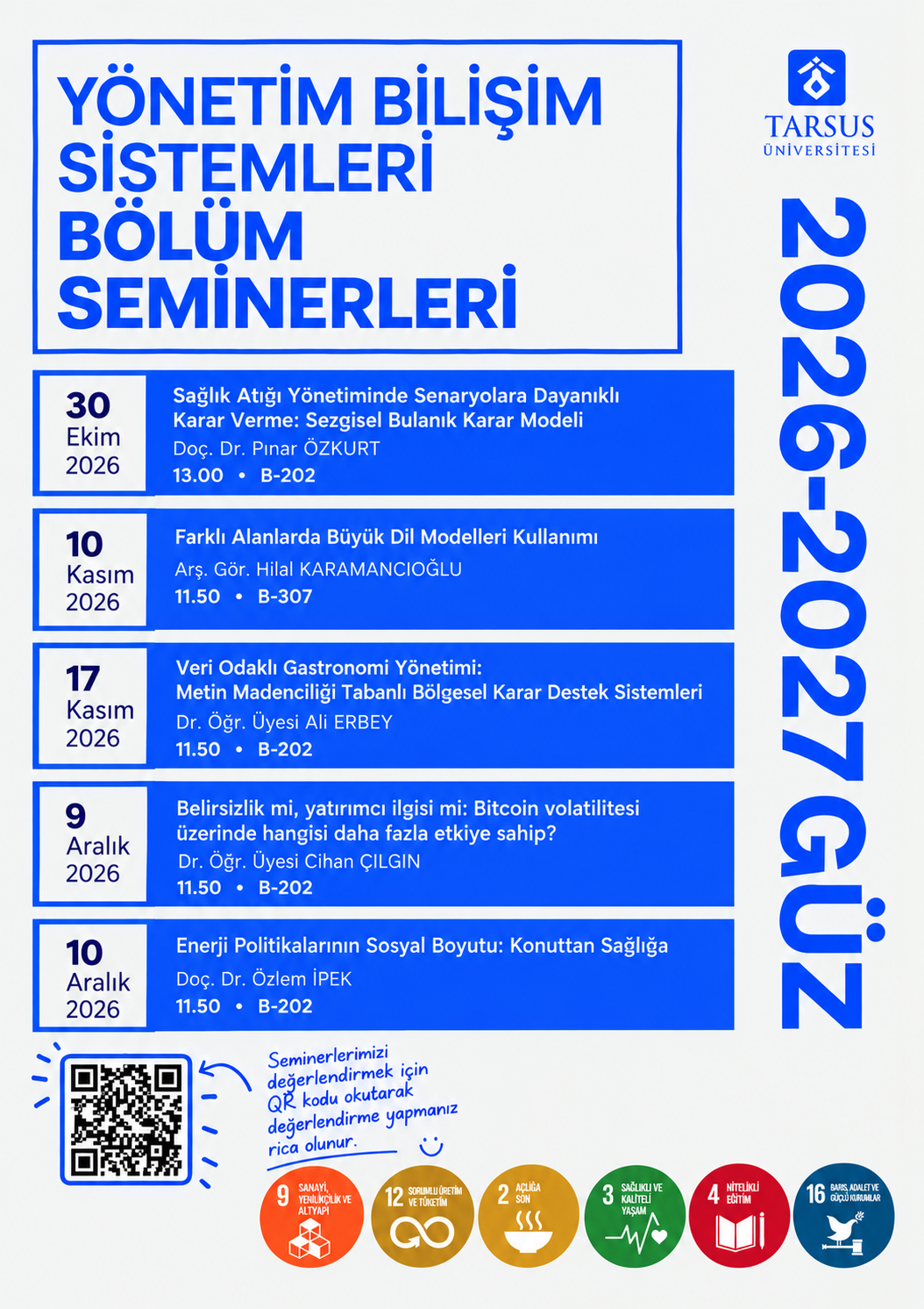 2026-2027 Güz Dönemi Yönetim Bilişim Sistemleri Seminerleri